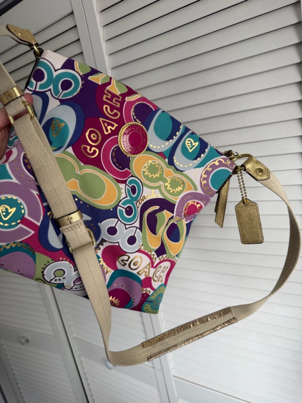 Y2K Coach Poppy Graffiti Crossbody Bag F19454 - Picture 12 of 15